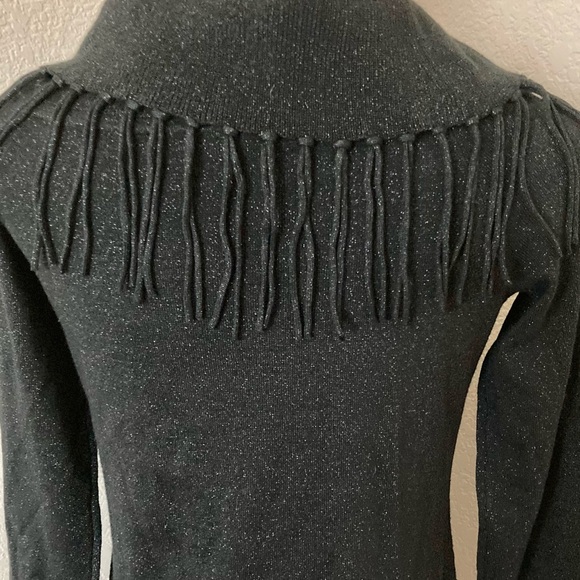 Tunic sweater black metallic sweater White House BM On Off shoulder fringed look - Picture 14 of 16